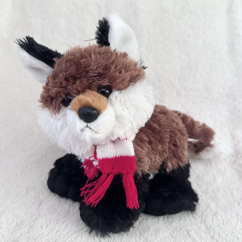 Aurora Brown Fox Plush Stuffed Animal Red Scarf Winter Woodland Forest Critter